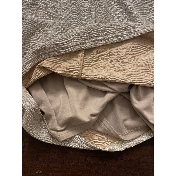 REISS Metallic Ruched Holiday Party Bodycon Dress Champagne Gold Shimmer 10 - Picture 9 of 10